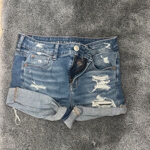 American Eagle Outfitters Light Blue Ripped Jean Shorts